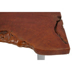 Brown Longan Wood Coffee Table with Silver Steel Frame