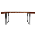 Brown Longan Wood Coffee Table with Silver Steel Frame