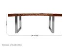 Brown Longan Wood Coffee Table with Silver Steel Frame