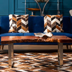 Brown Longan Wood Coffee Table with Silver Steel Frame