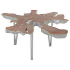 Silver Teak Wood Star Top Coffee Table with Steel Legs