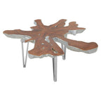Silver Teak Wood Star Top Coffee Table with Steel Legs