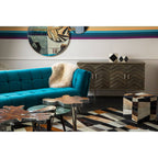 Silver Teak Wood Star Top Coffee Table with Steel Legs