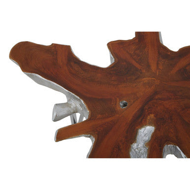 Silver Teak Wood Star Top Coffee Table with Steel Legs