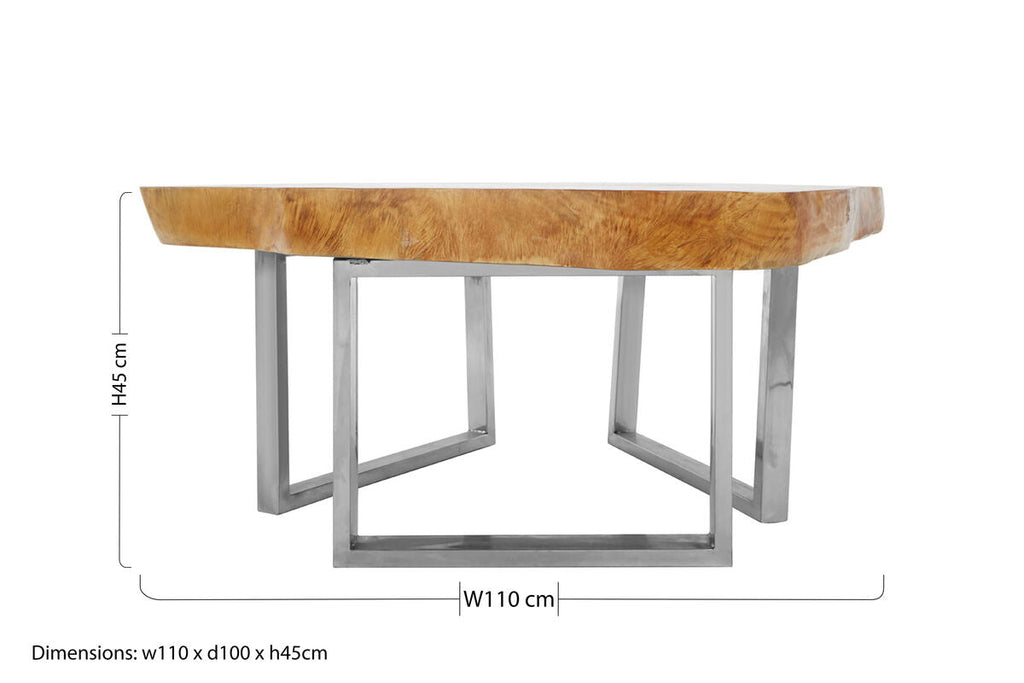 Natural Teak Wood Live Edge Coffee Table
