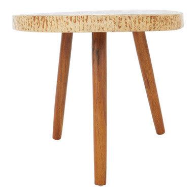 Solid Sonokeling Wood Boho Side Table with Rich Brown Grain