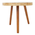 Solid Sonokeling Wood Boho Side Table with Rich Brown Grain