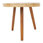 Solid Sonokeling Wood Boho Side Table with Rich Brown Grain