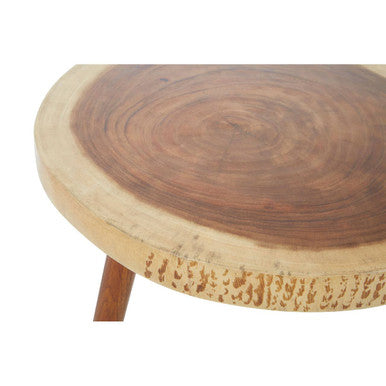 Solid Sonokeling Wood Boho Side Table with Rich Brown Grain