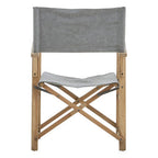 Grey Linen Folding Directors Chair with Oak Wood Frame