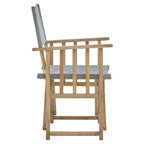 Grey Linen Folding Directors Chair with Oak Wood Frame