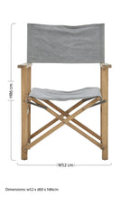 Grey Linen Folding Directors Chair with Oak Wood Frame