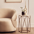White Marble and Gold Finish Side Table