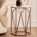 White Marble and Gold Finish Side Table