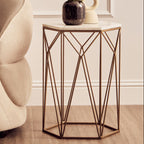 White Marble and Gold Finish Side Table