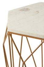 White Marble and Gold Finish Side Table