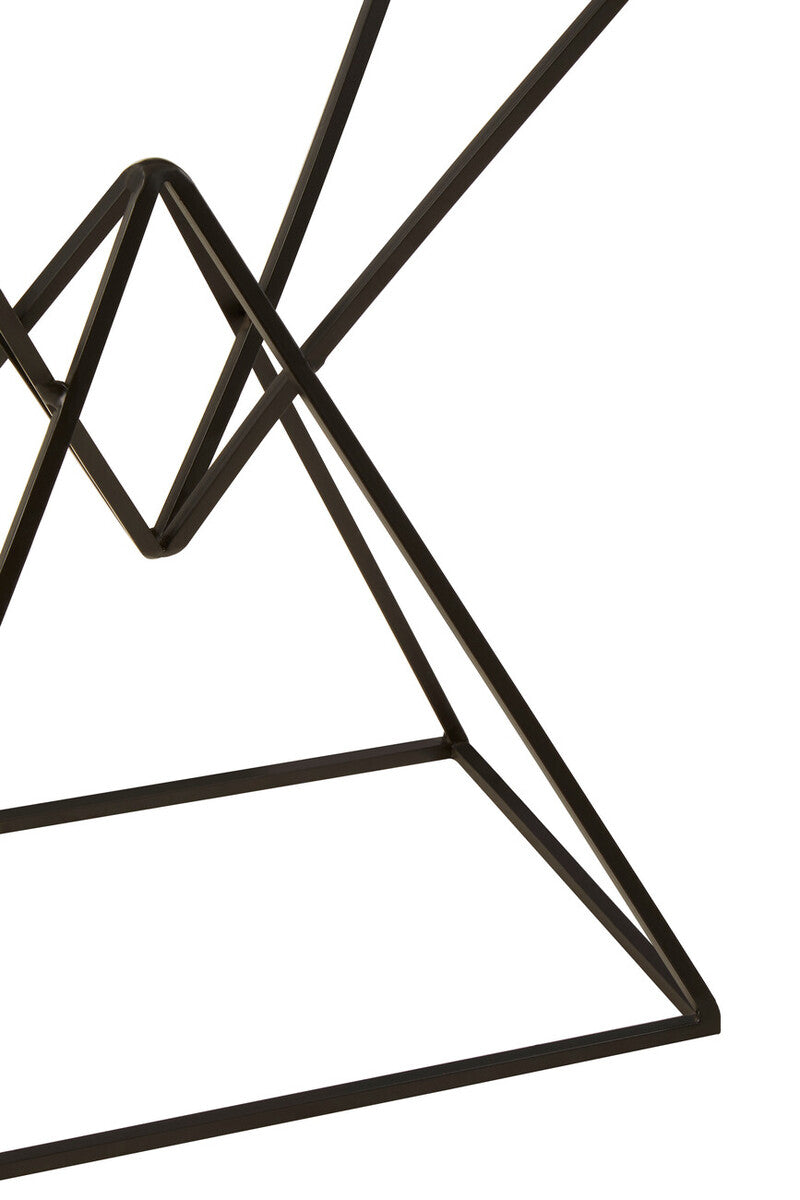 White Marble Side Table with Black Finish Double Pyramid Base