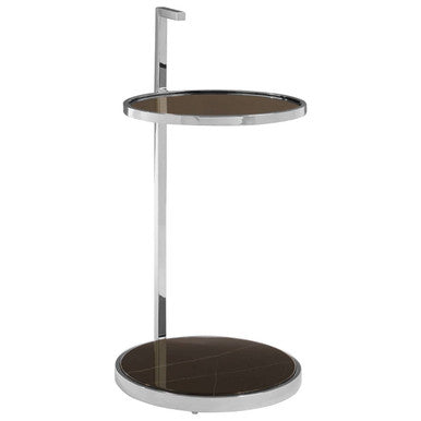 Black Marble and Glass 2 Tier Side Table