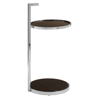 Black Marble and Glass 2 Tier Side Table