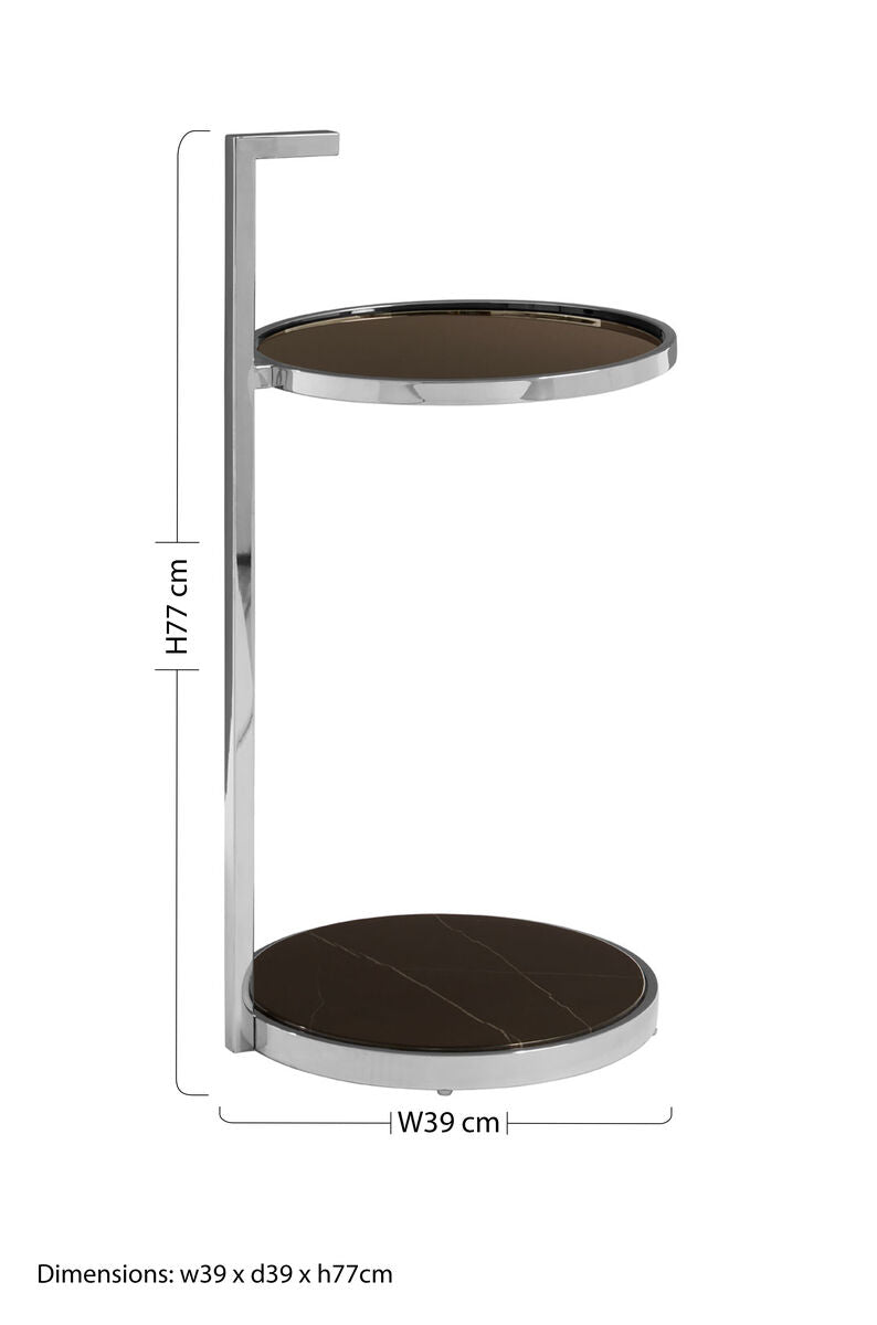 Black Marble and Glass 2 Tier Side Table