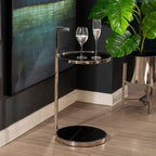 Black Marble and Glass 2 Tier Side Table
