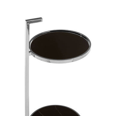 Black Marble and Glass 2 Tier Side Table