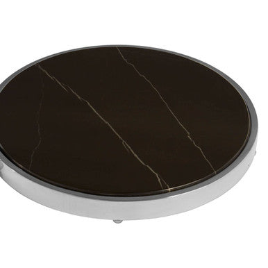 Black Marble and Glass 2 Tier Side Table
