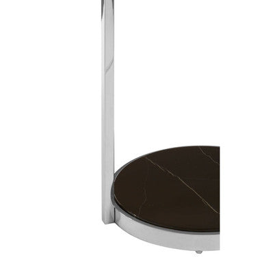 Black Marble and Glass 2 Tier Side Table