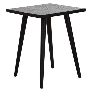 Black and White Top Bone Inlay Side Table with 4 Angular Legs
