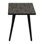 Black and White Top Bone Inlay Side Table with 4 Angular Legs