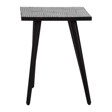 Black and White Top Bone Inlay Side Table with 4 Angular Legs