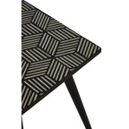 Black and White Top Bone Inlay Side Table with 4 Angular Legs