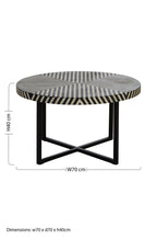 Boho Black and White Bone Inlay Coffee Table with Metal Base