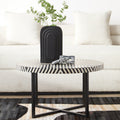 Boho Black and White Bone Inlay Coffee Table with Metal Base