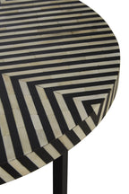 Boho Black and White Bone Inlay Coffee Table with Metal Base