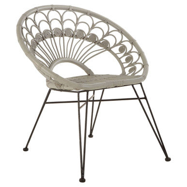 Grey Rattan Chair with Round Back