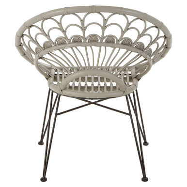 Grey Rattan Chair with Round Back