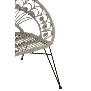 Grey Rattan Chair with Round Back