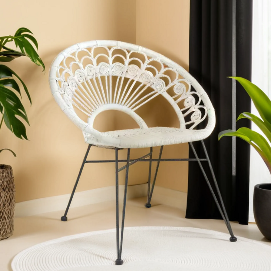 White Natural Rattan Chair