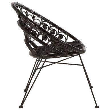 Black Rattan Chair with Round Back
