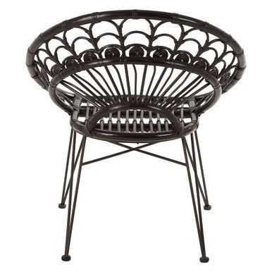 Black Rattan Chair with Round Back