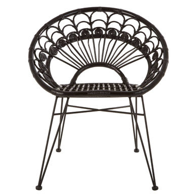 Black Rattan Chair with Round Back