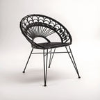 Black Rattan Chair with Round Back