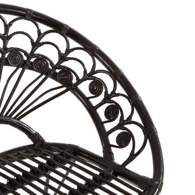 Black Rattan Chair with Round Back