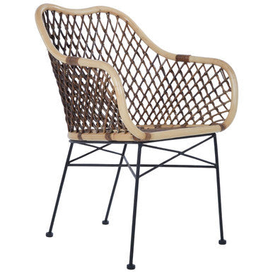 Natural Rattan Chair with Open Weave Design