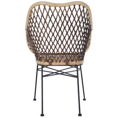 Natural Rattan Chair with Open Weave Design