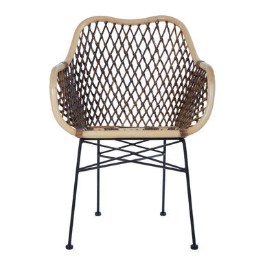 Natural Rattan Chair with Open Weave Design