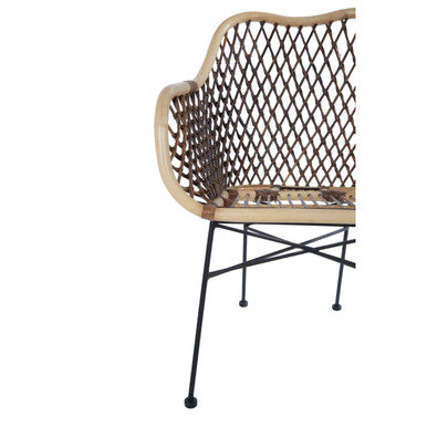 Natural Rattan Chair with Open Weave Design