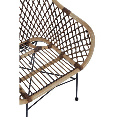 Natural Rattan Chair with Open Weave Design