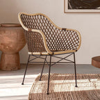 Natural Rattan Chair with Open Weave Design